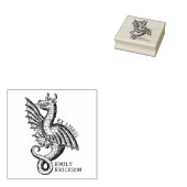 Vintage Fantasy Draak, Bibliotheek Ex Libris Rubberstempel (Gestempeld)