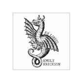 Vintage Fantasy Draak, Bibliotheek Ex Libris Rubberstempel (Afrduk)