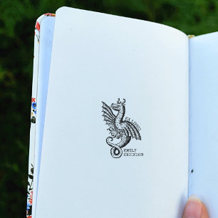 Vintage Fantasy Draak, Bibliotheek Ex Libris Rubberstempel