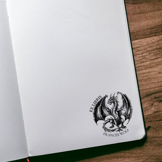Vintage Fantasy Draak Ex Libris Bibliotheek Boekpl Rubberstempel