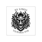 Vintage Fantasy Draak Ex Libris Bibliotheekboekpla Rubberstempel (Afrduk)