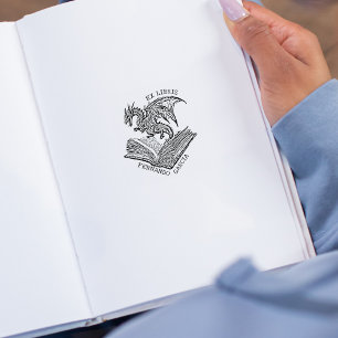 Vintage Fantasy Draak Ex Libris  Rubberstempel
