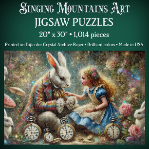 Vintage Fantasy Kunst Alice en Witte Konijn Legpuzzel