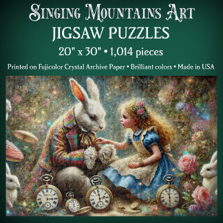 Vintage Fantasy Kunst Alice en Witte Konijn Legpuzzel