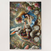 Vintage Fantasy Kunst Alice en Witte Konijn Legpuzzel (Verticaal)