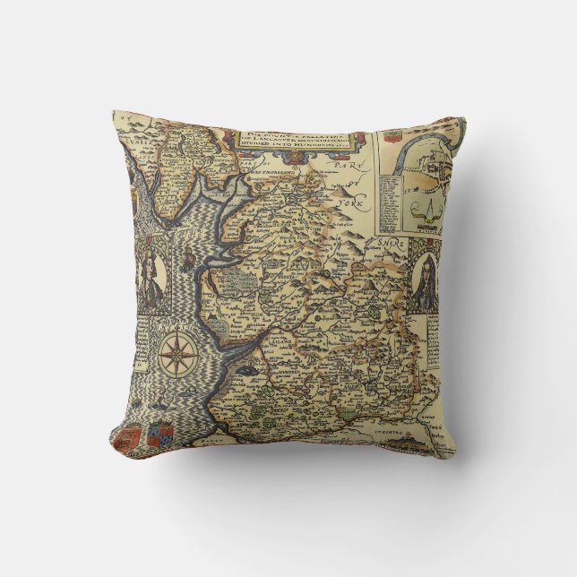 Vintage Fantasy Map Explorer Pillow Kussen (Voorkant)