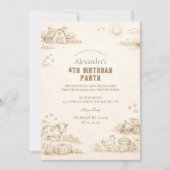 Vintage Farm Sketch Storybook Kids Birthday Kaart (Voorkant)