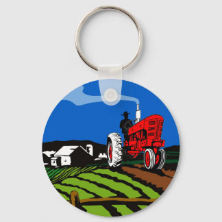 vintage farm tractor retro style sleutelhanger