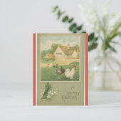 Vintage Farm With Chickens Easter Briefkaart (Staand voorkant)