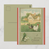 Vintage Farm With Chickens Easter Briefkaart (Voorkant / Achterkant)