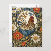 Vintage Farmhouse Hen and Daisy Flowers Briefkaart (Voorkant / Achterkant)