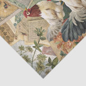 Vintage Farmhouse Rooster and Chicken Collage Tissuepapier (Detail)