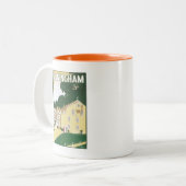 Vintage Farningham England Tweekleurige Koffiemok (Voorkant links)