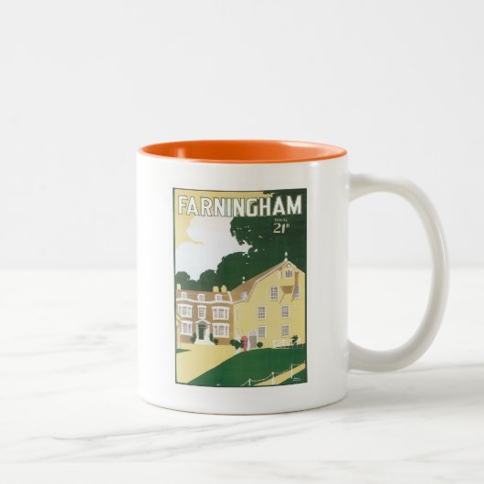 Vintage Farningham England Tweekleurige Koffiemok (Rechts)