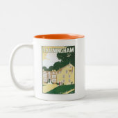 Vintage Farningham England Tweekleurige Koffiemok (Links)