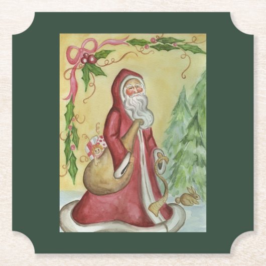 Vintage Father Christmas Coasters Kartonnen Onderzetters (Voorkant)