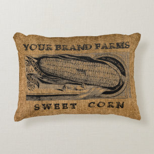 Vintage Faux Burlap Sweet Corn Sack Sjabloon Accent Kussen