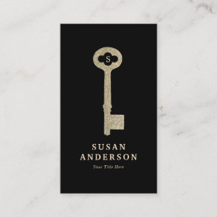 Vintage Faux Glitter Key Visitekaartje