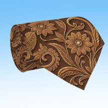 Vintage Faux Leather with Tooled Look Floral
