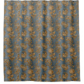 Vintage Faux Velvet Botanical Gold Grey Douchegordijn (Voorkant)