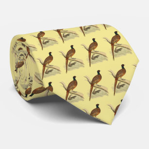 Vintage fazant op tak jachtvogel tekening kleur stropdas