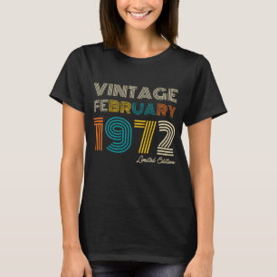Vintage februari 1972 52e verjaardag t-shirt