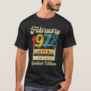 Vintage februari 1978 Cassettebandje 44e verjaarda T-shirt