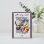 Vintage Februari Bloem Iris Bloemstuk Briefkaart (Staand voorkant)