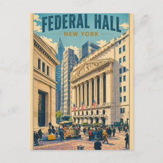 Vintage Federal Hall Manhattan New York Travel Briefkaart