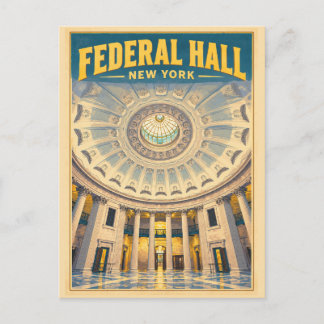 Vintage Federal Hall Manhattan New York Travel Briefkaart