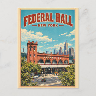 Vintage Federal Hall Manhattan New York Travel Briefkaart