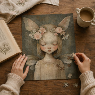 Vintage Feeëriek Shabby Chic Pastel Bloemmotief Legpuzzel