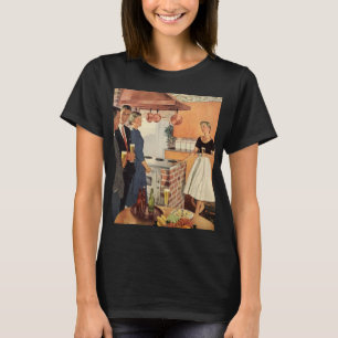 Vintage feest in de keuken, bier en hapjes t-shirt