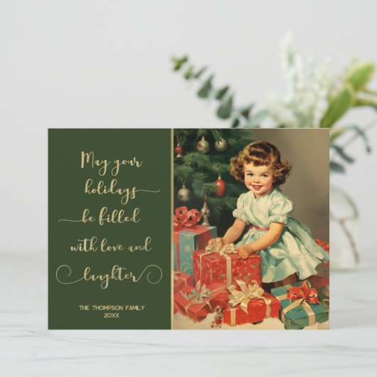 Vintage Feestdagenkaart (Staand voorkant)