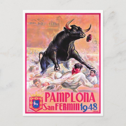 vintage Feria de Pamplona 1948 Briefkaart (Voorkant)