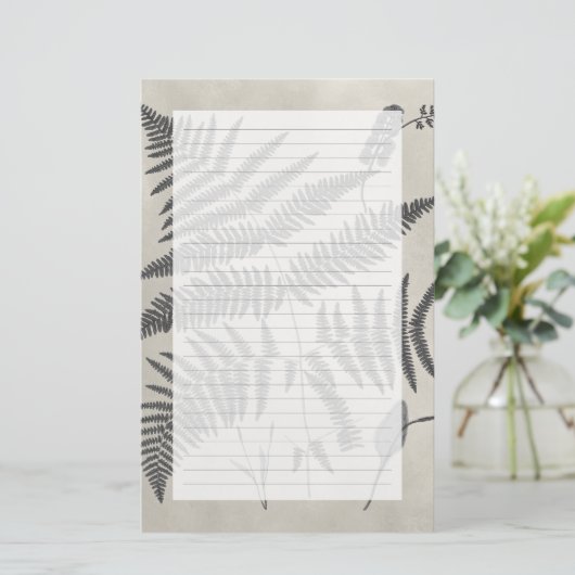 Vintage Ferns Briefpapier (Staand voorkant)