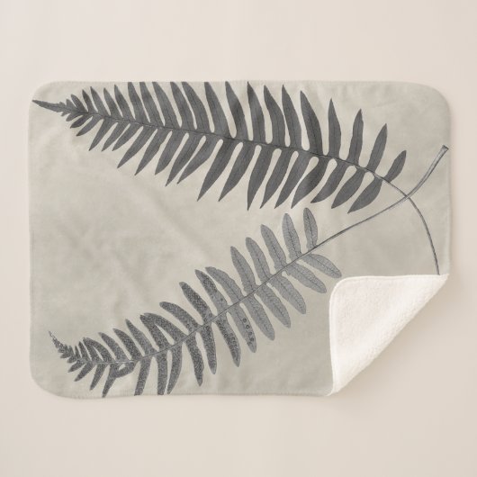 Vintage Ferns Sherpa Deken (Voorkant (horizontaal))