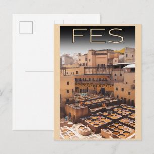 Vintage FES oude stad medina Marokko reizen Briefkaart