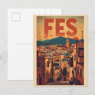 Vintage FES oude stad medina Marokko reizen Briefkaart