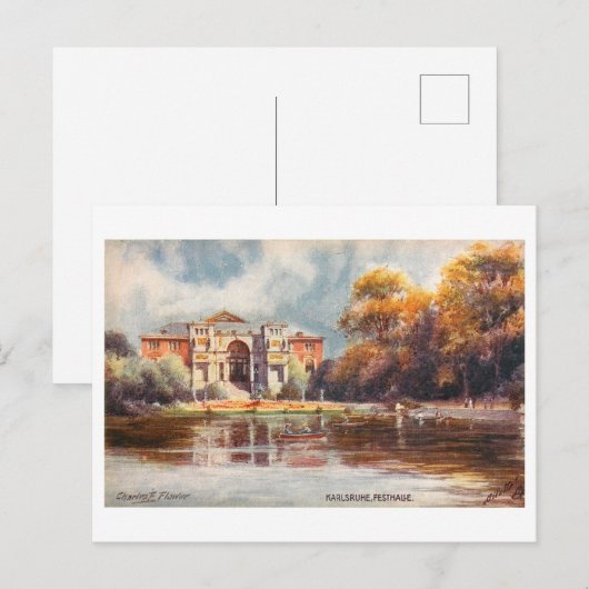 Vintage Festhalle in Karlsruhe, Germany Briefkaart (Voorkant / Achterkant)
