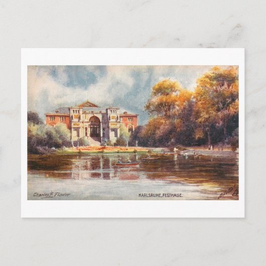 Vintage Festhalle in Karlsruhe, Germany Briefkaart (Voorkant)
