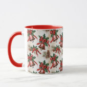 Vintage Festive Christmas Bells Holly Mug Gift Mok (Links)