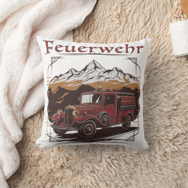 Vintage Feuerwehrfahrzeug - Retro Design Kussen (Deken)