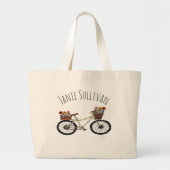 Vintage Fiets Bloemenmand Grote Tote Bag (Voorkant)