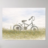 Vintage fiets in weide schets – Rustic Minimalisme Poster (Voorkant)