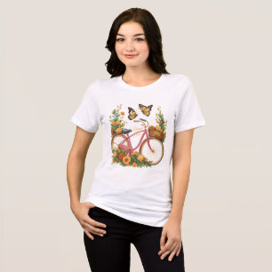 Vintage fiets met bloemen Dames T-shirt Flo