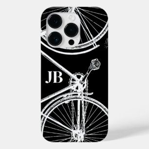 Vintage Fiets Zwart Wit Monogram Fietseren Case-Mate iPhone 14 Pro Hoesje