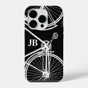 Vintage Fiets Zwart Wit Monogram Fietseren iPhone 14 Plus Hoesje