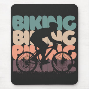 vintage fietsen retro kleuren met bikersilhouet muismat