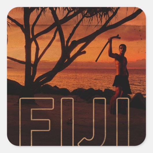 Vintage Fiji Vierkante Sticker (Voorkant)